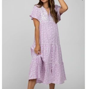 Pink Blush Lavender Floral Midi Dress